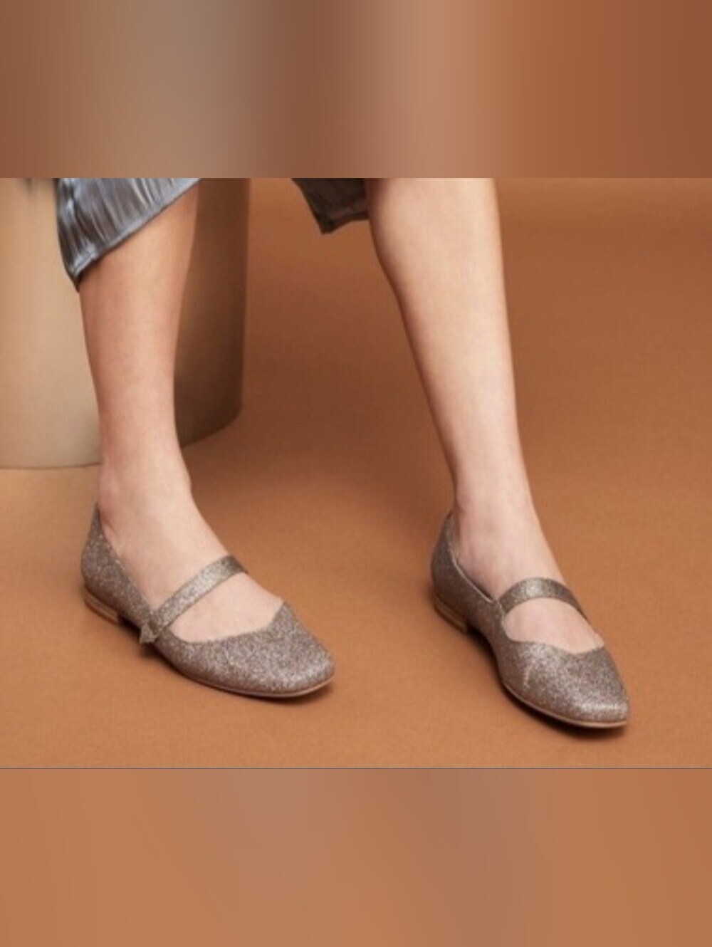 Toms BIANCA Champagne Sparkle Mary Jane Flats size 7